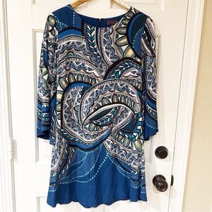Hale Bob Boho Print Long Sleeve Dress M